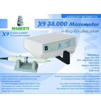 X9 mikromotor komplet, fodkontrol, Mariotti