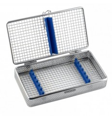 Mesh kassette med låg t. 7 instrumenter, 200x110x35mm, BLÅ