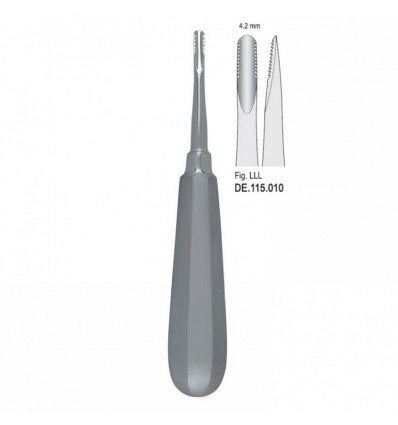 Lindo-Levian elevator, lige, 4,2 mm bred, med savtakket skær
