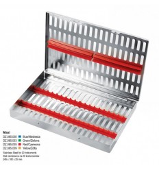 Steril-Kassette, RØD/Maxi, t. 20 instrumenter, rustfri stål