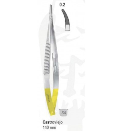 Mikro Castroviejo nåleholder, buet, 14 cm, TC-kæber