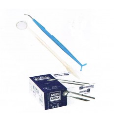 Undersøgelses-sæt m. Sonde, pincet, mundspejl, bakke, serviet m.m.